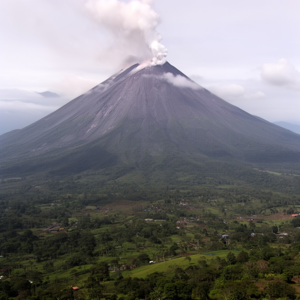 AI-generated illustration of Mount Tambora