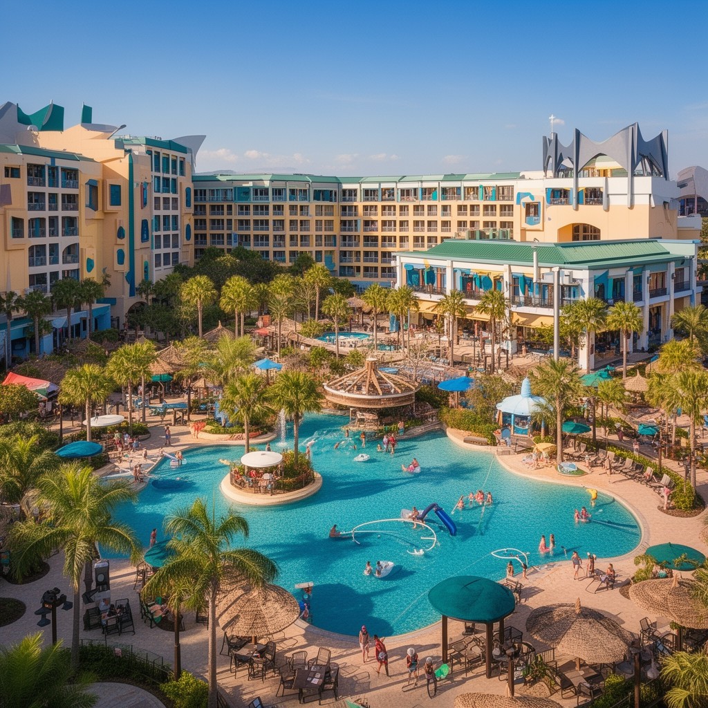 AI-generated illustration of Universal’s Endless Summer Resort