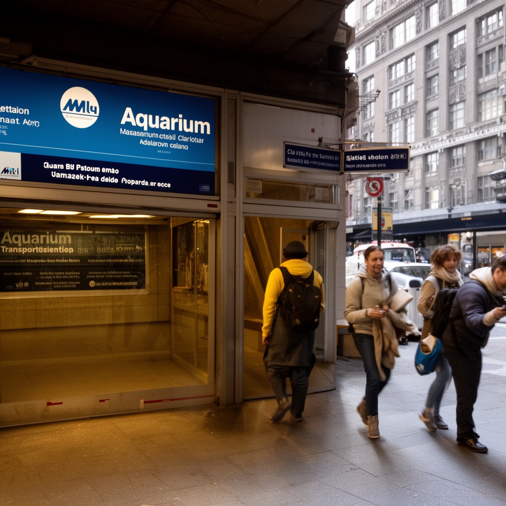 AI-generated illustration of Aquarium station (MBTA Blue Line)