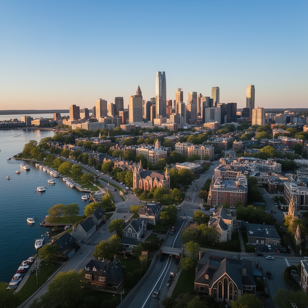 AI-generated illustration of Evanston, Illinois