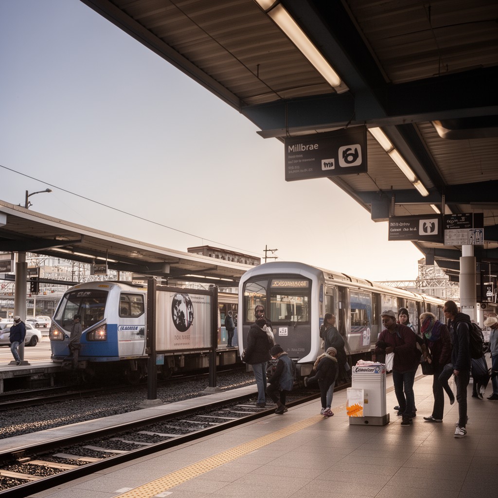 AI-generated illustration of Millbrae station