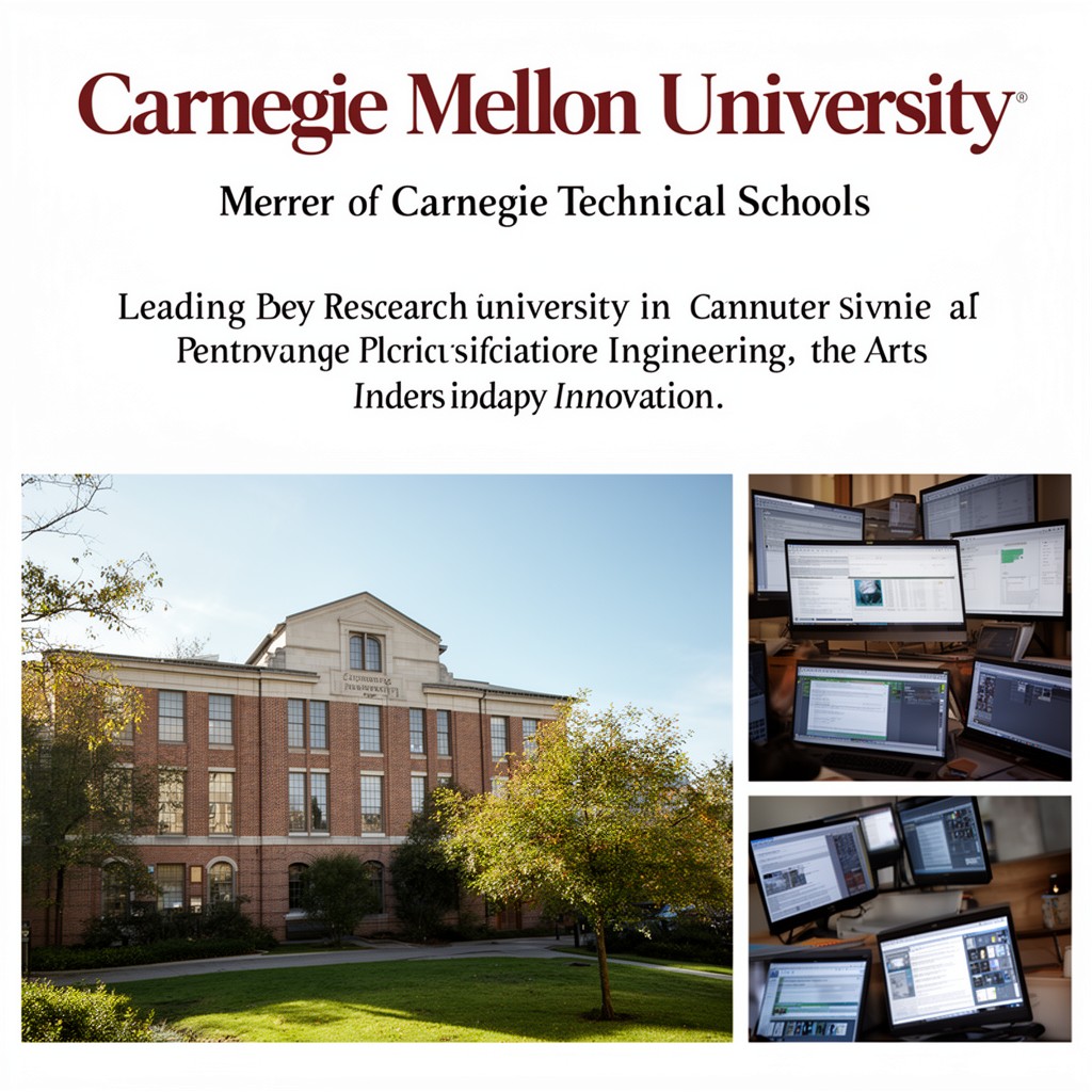AI-generated illustration of Carnegie Mellon University (through merger of Carnegie Technical Schools)