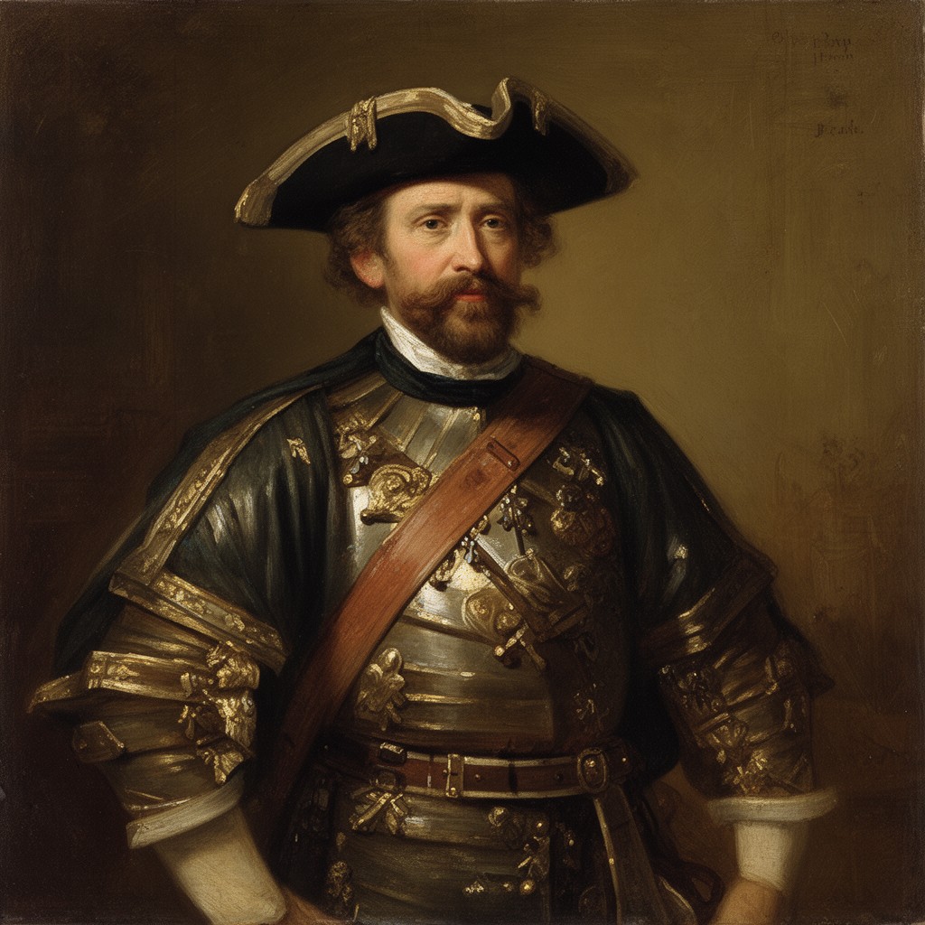 AI-generated illustration of Captain Frans Banning Cocq