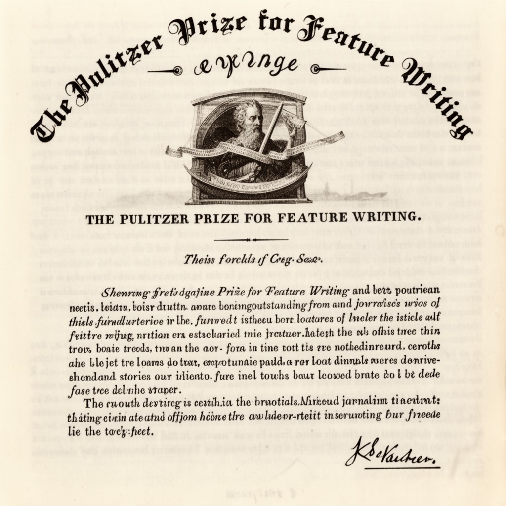 AI-generated illustration of Pulitzer Prize for Feature Writing
