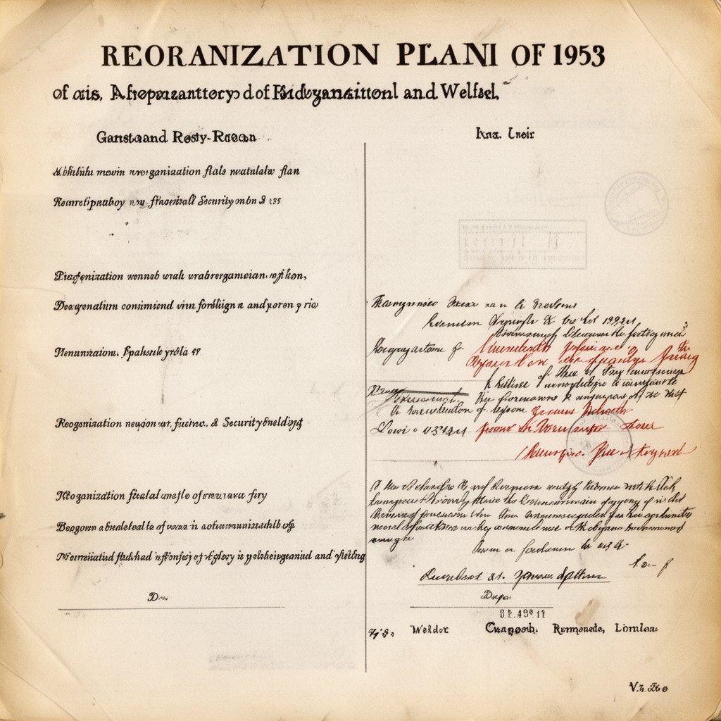 AI-generated illustration of Reorganization Plan No. 1 of 1953