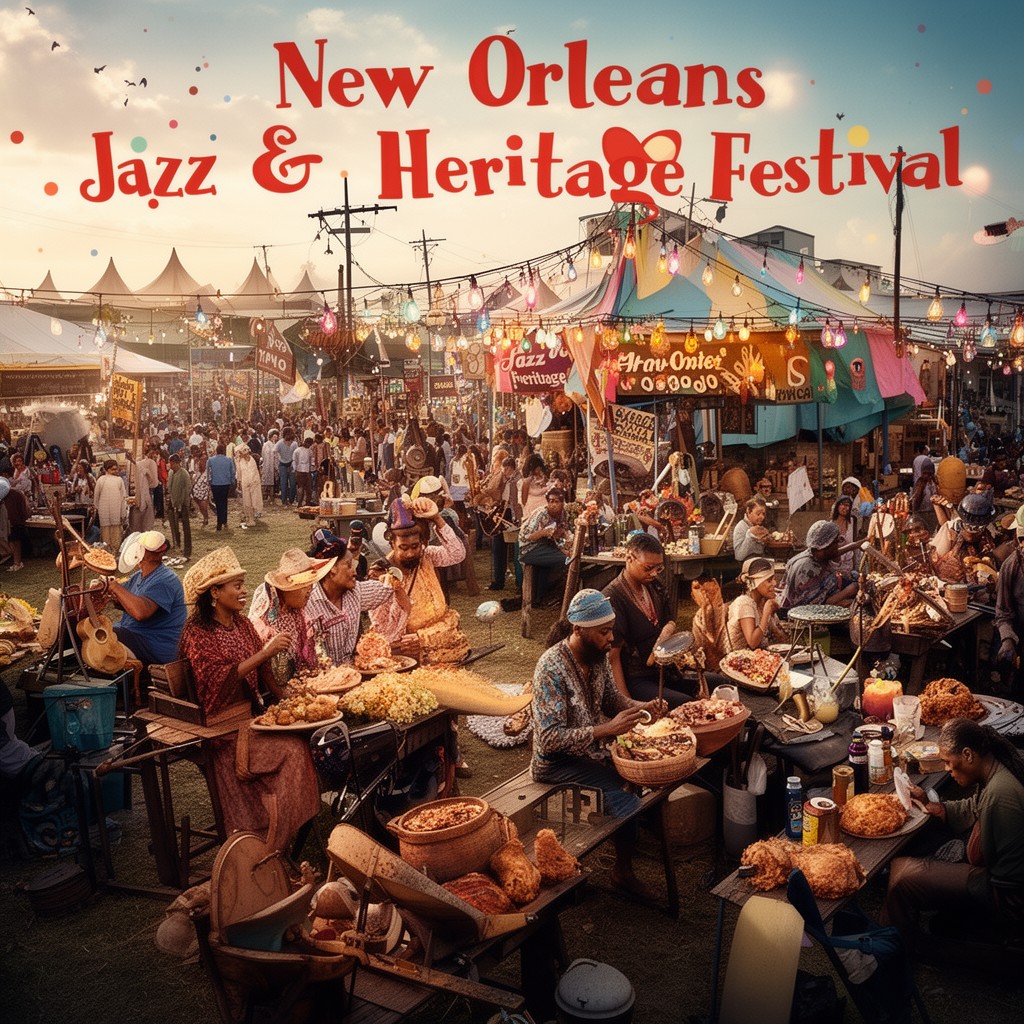 AI-generated illustration of New Orleans Jazz & Heritage Festival