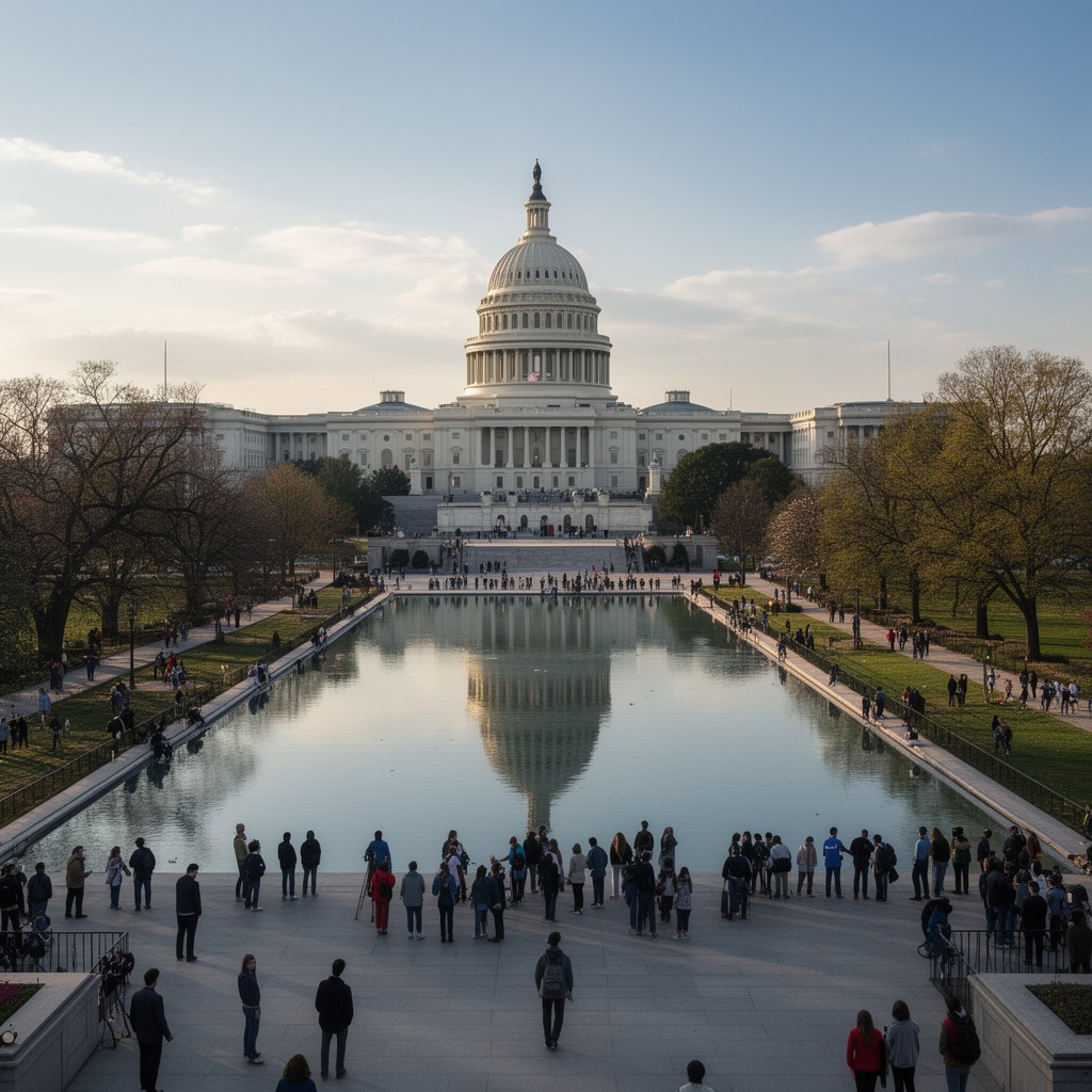 AI-generated illustration of Capitol Reflecting Pool