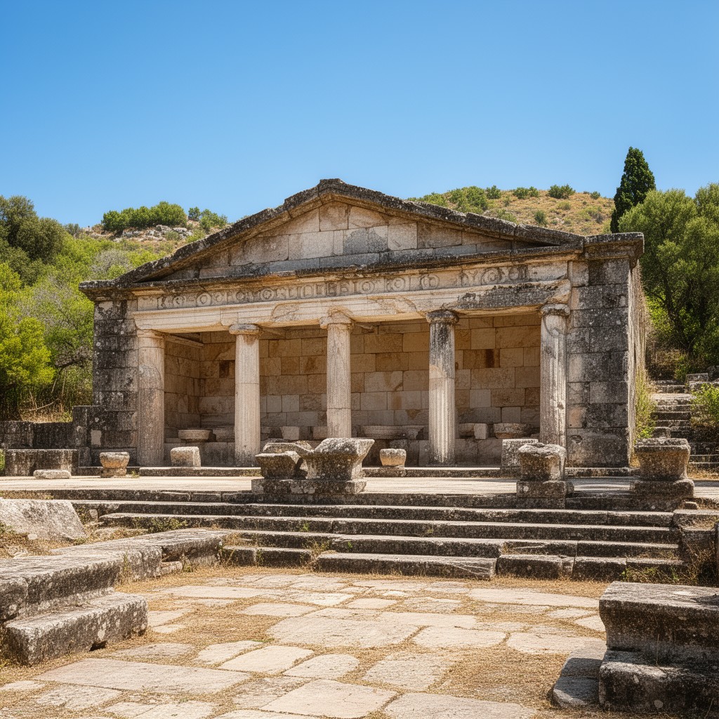AI-generated illustration of Bouleuterion of Olympia