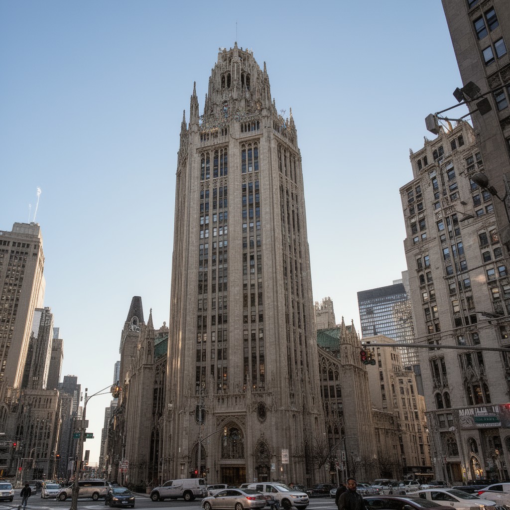 AI-generated illustration of Tribune Tower