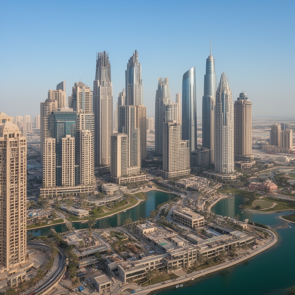 AI-generated illustration of Jumeirah Lake Towers