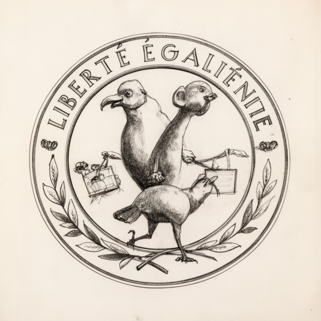AI-generated illustration of Liberté, Égalité, Fraternité