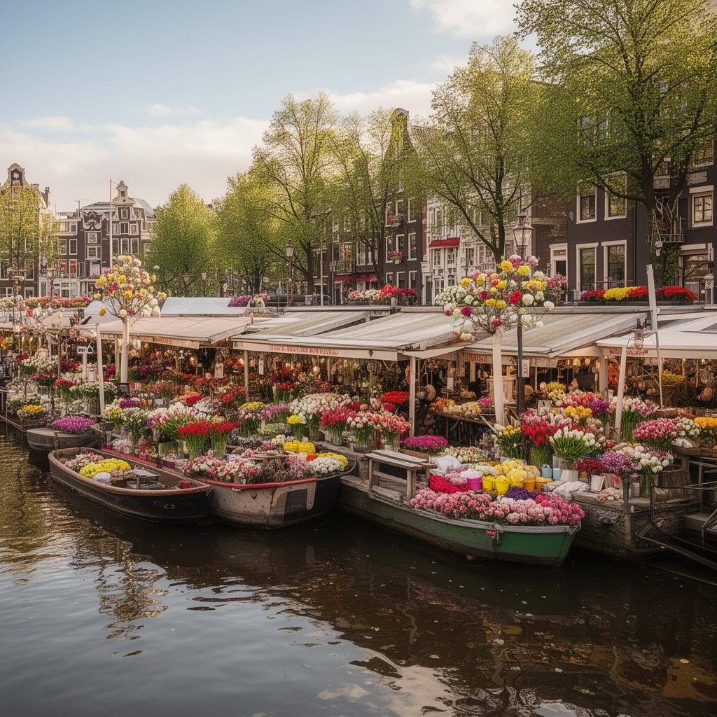 AI-generated illustration of Bloemenmarkt