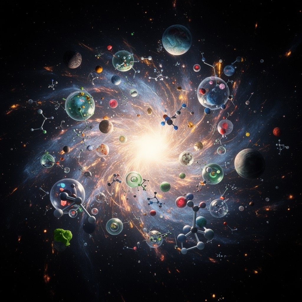 AI-generated illustration of big bang nucleosynthesis