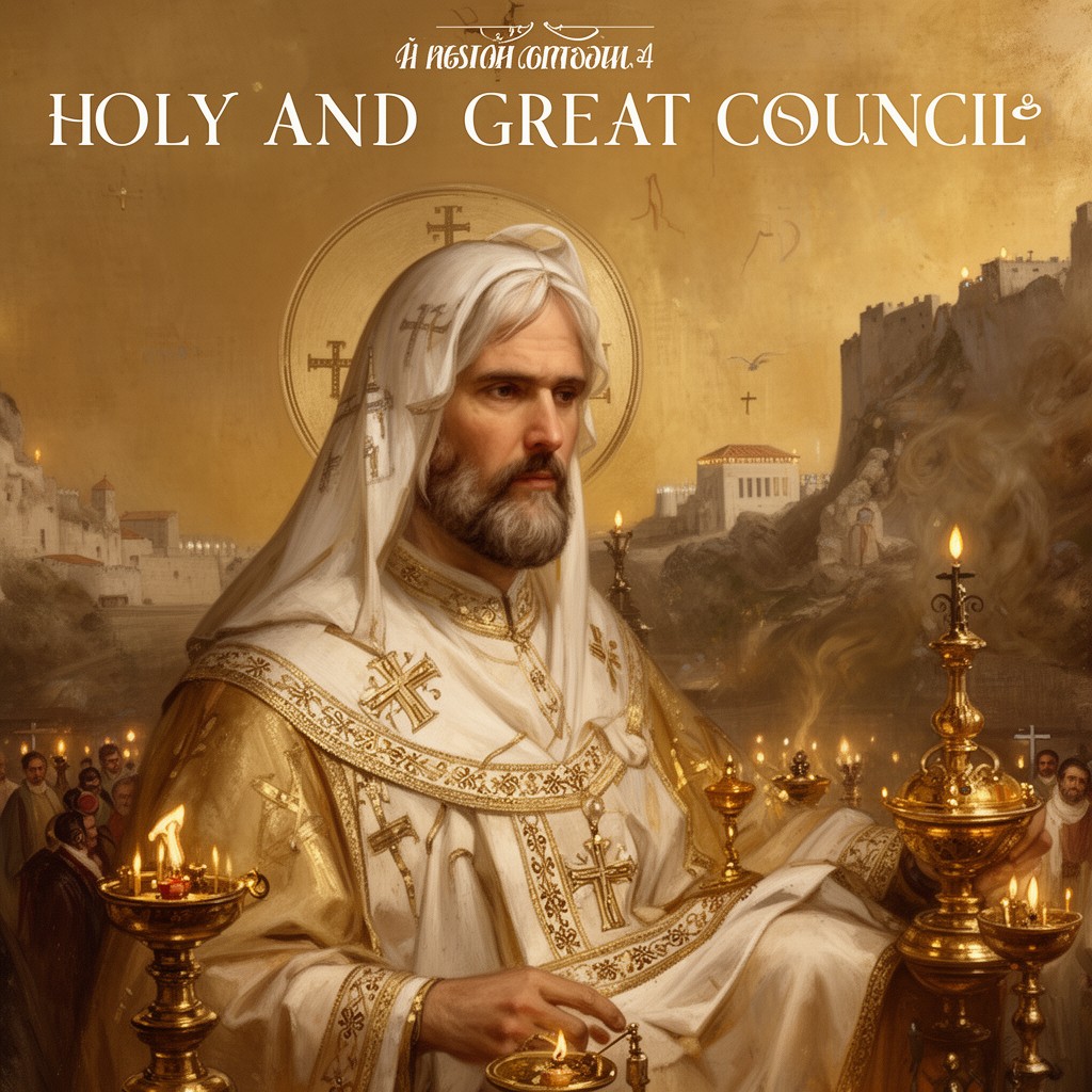 AI-generated illustration of Holy and Great Council of the Orthodox Church (Crete 2016)