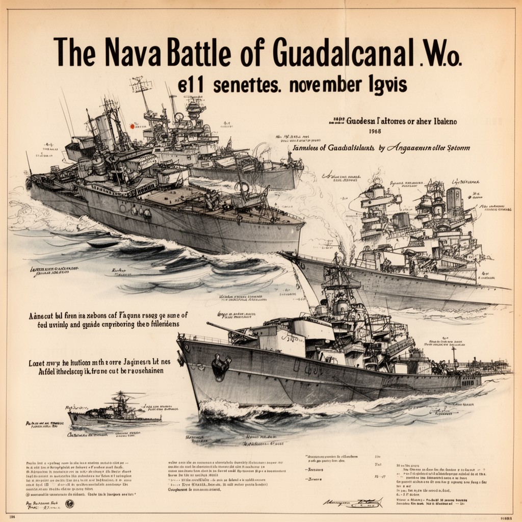 AI-generated illustration of Naval Battle of Guadalcanal