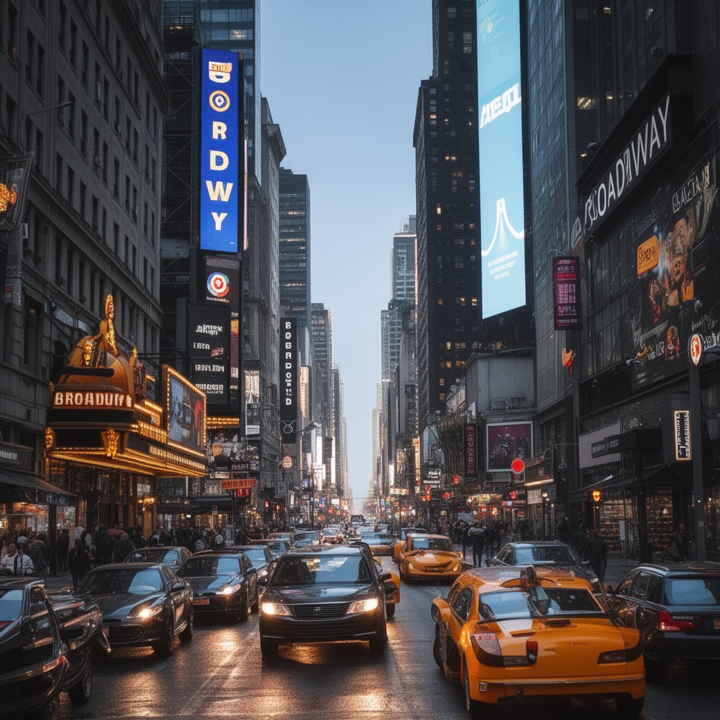 AI-generated illustration of Broadway (Manhattan street)