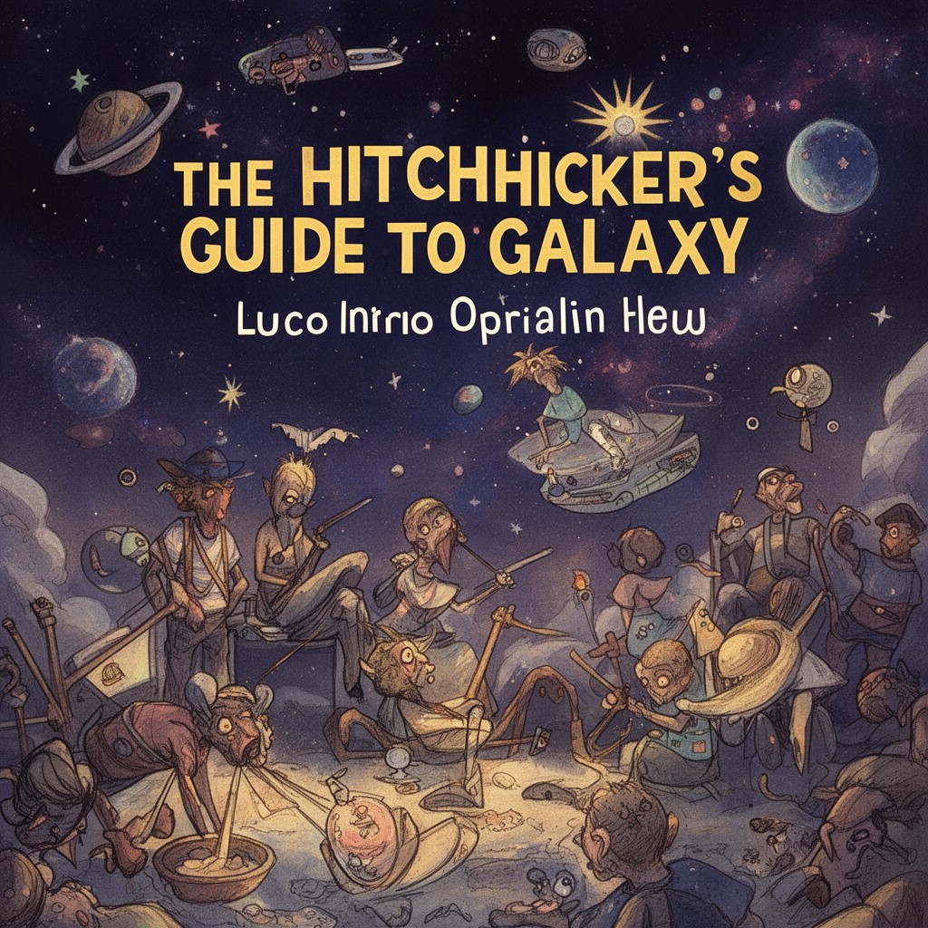 AI-generated illustration of The Hitchhiker's Guide to the Galaxy