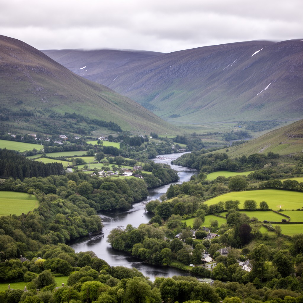 AI-generated illustration of River Dee basin