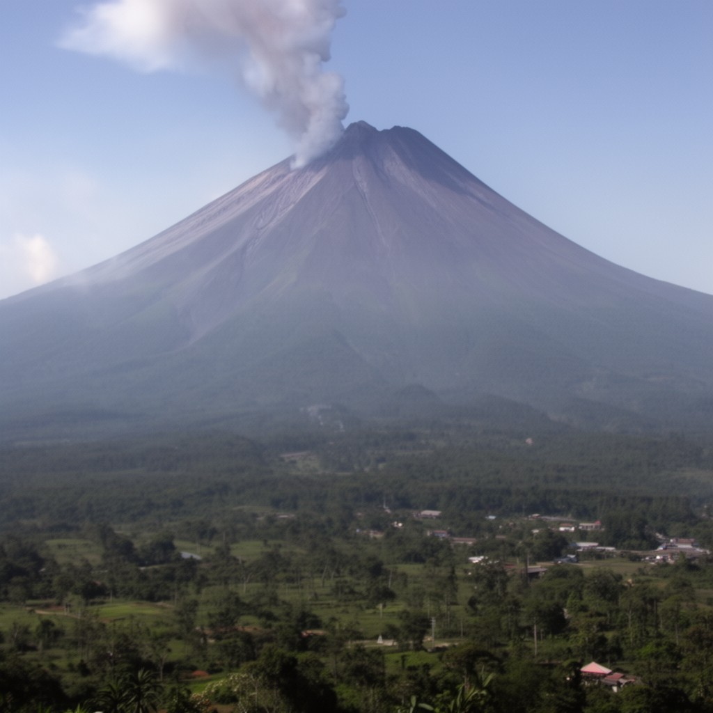 AI-generated illustration of Mount Semeru