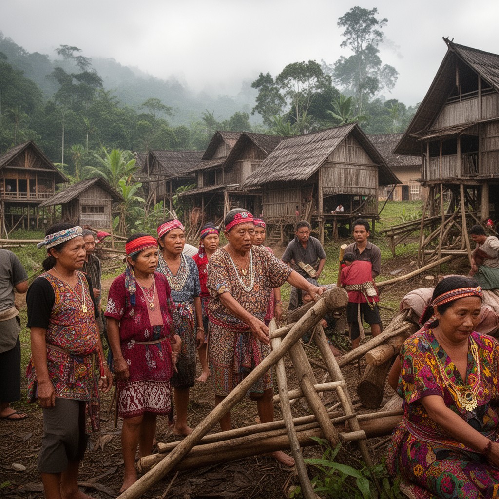 AI-generated illustration of Dayak peoples