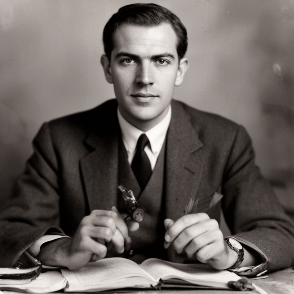 AI-generated illustration of Moe Berg