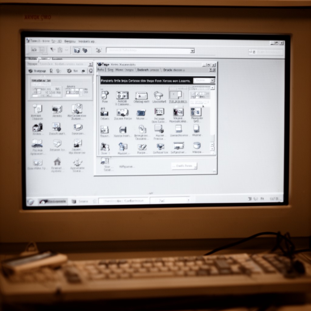 AI-generated illustration of Xerox Alto user interface