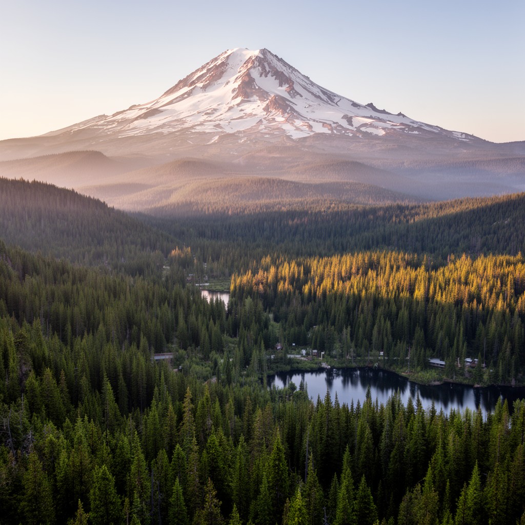 AI-generated illustration of Mount Hood National Forest (part)