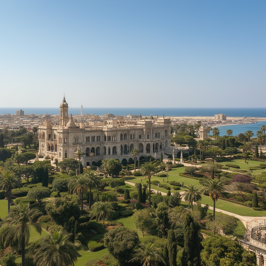AI-generated illustration of Montaza Palace