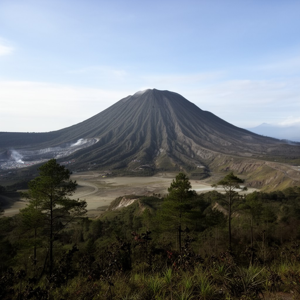 AI-generated illustration of Tangkuban Perahu