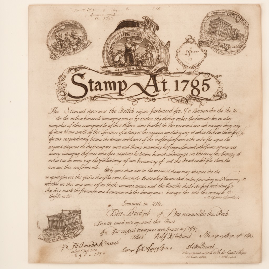 AI-generated illustration of Stamp Act 1765