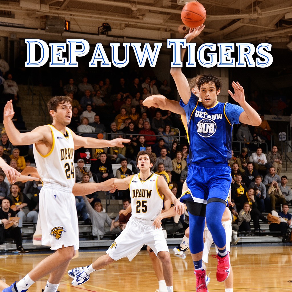 AI-generated illustration of DePauw Tigers men's basketball