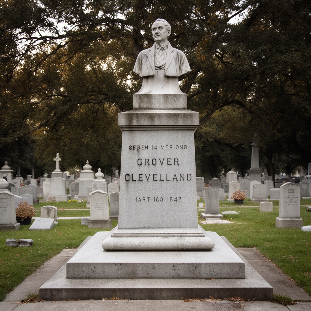AI-generated illustration of Grover Cleveland (buried there)