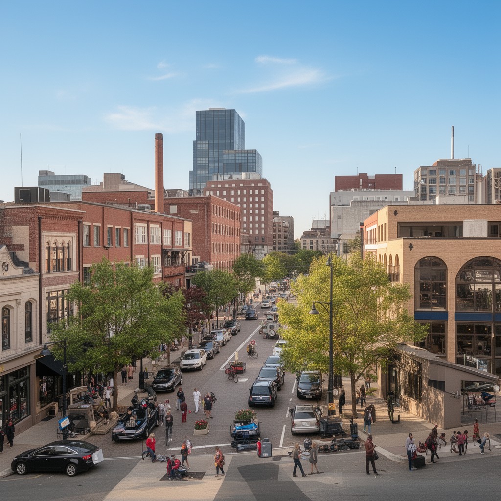 AI-generated illustration of Downtown Durham Historic District area