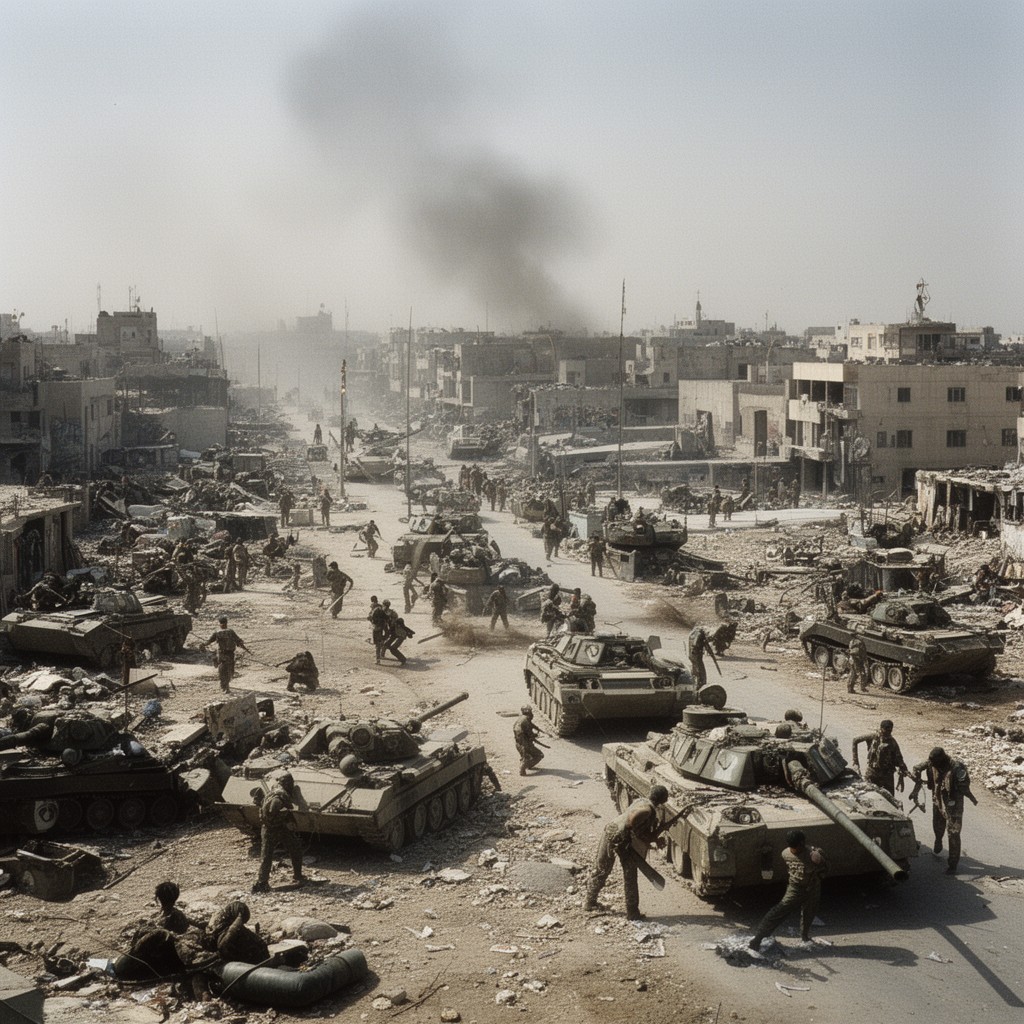 AI-generated illustration of Battle of Baghdad (2003)