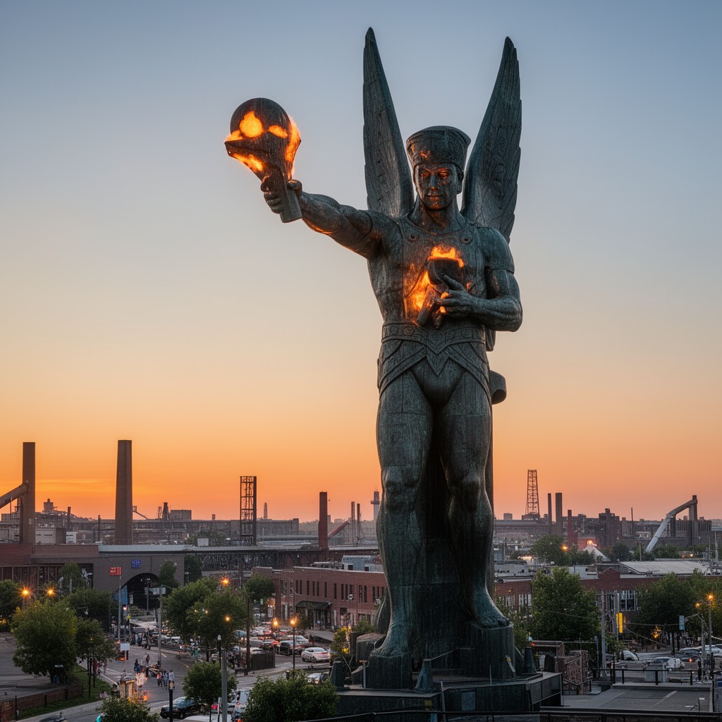 AI-generated illustration of Vulcan statue