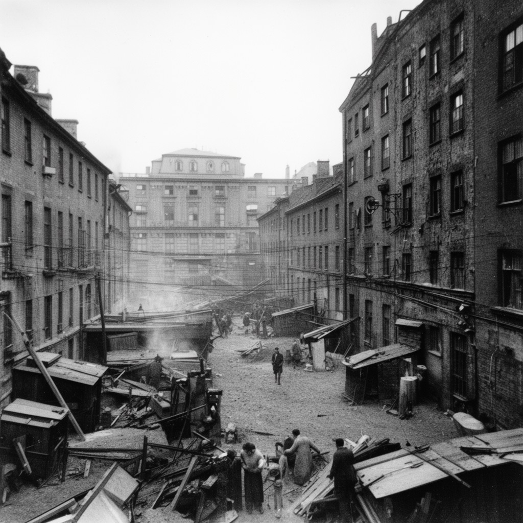 AI-generated illustration of Warsaw Ghetto