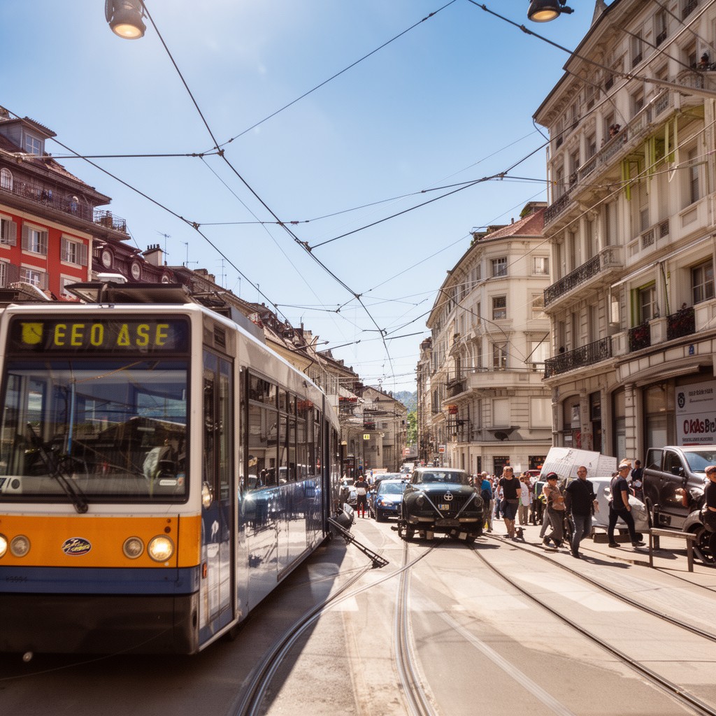 AI-generated illustration of Geneva tram network