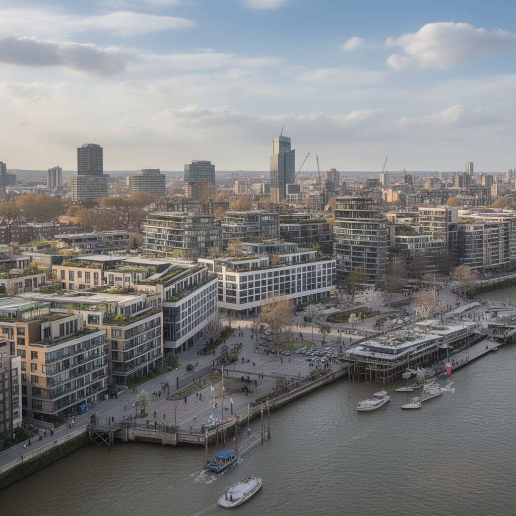 AI-generated illustration of Chelsea waterfront