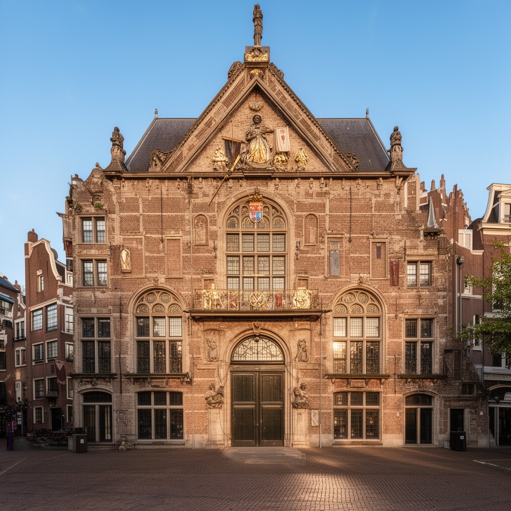 AI-generated illustration of Drapers’ Guild hall in Amsterdam