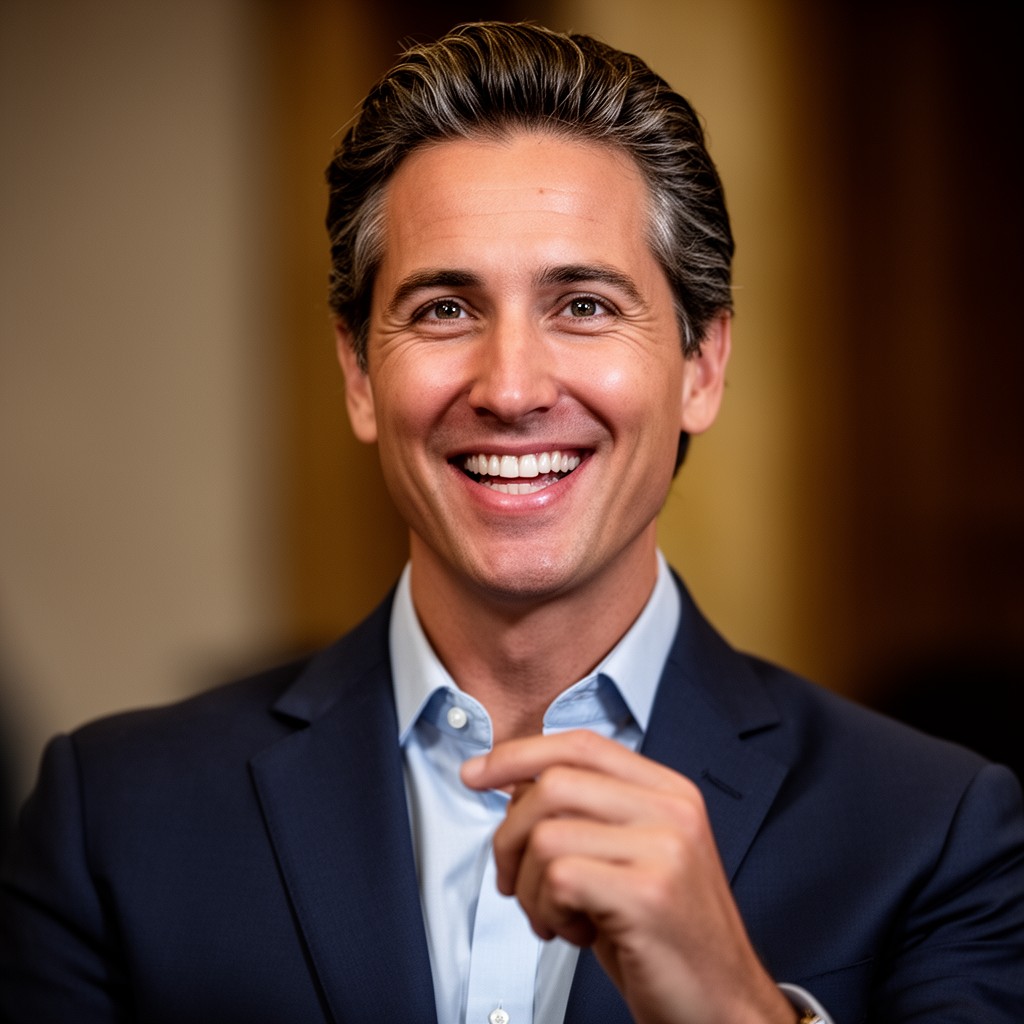AI-generated illustration of Gavin Newsom