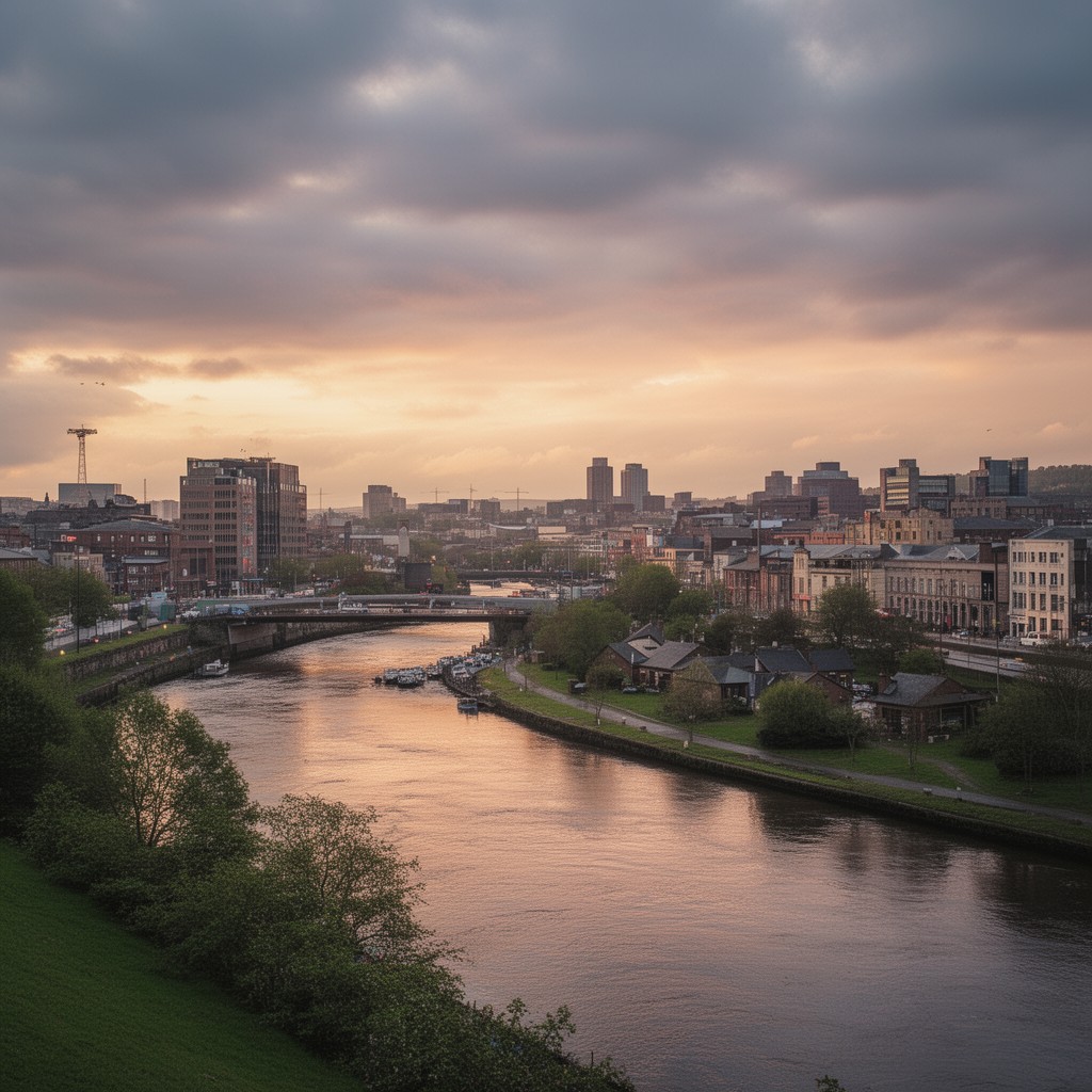 AI-generated illustration of River Lagan