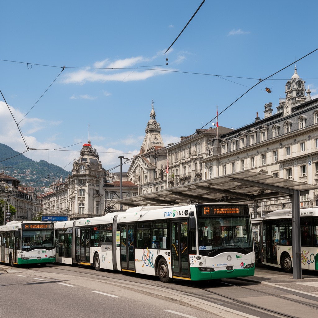 AI-generated illustration of Geneva bus network