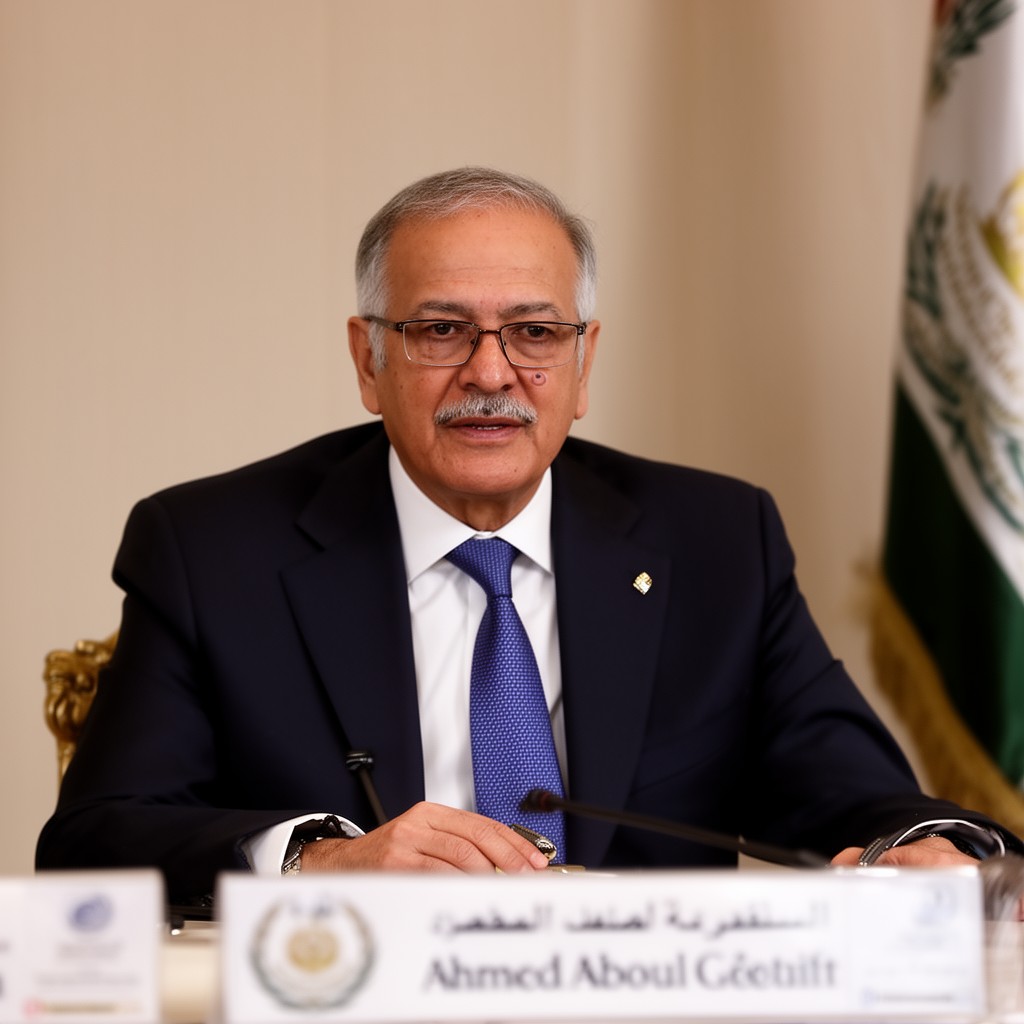 AI-generated illustration of Ahmed Aboul Gheit