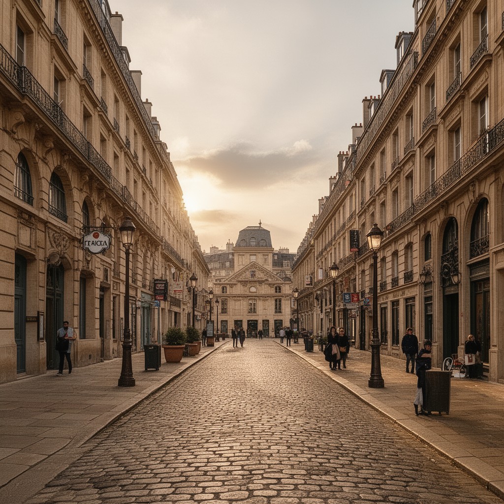 AI-generated illustration of Rue de Valois, Paris