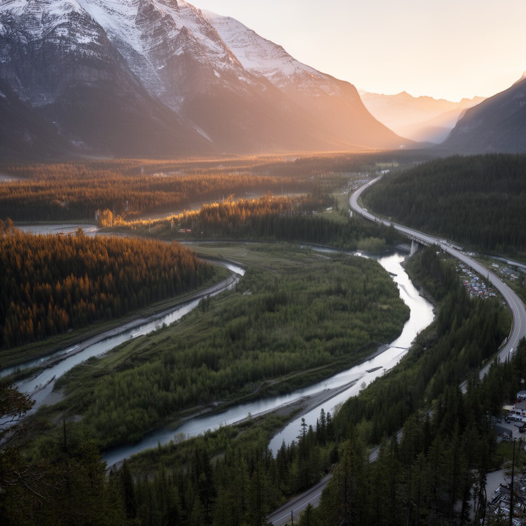 AI-generated illustration of Canada–United States border region