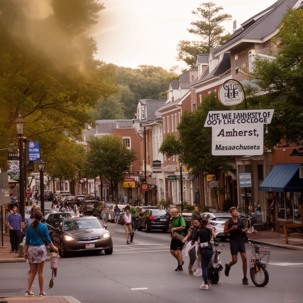 AI-generated illustration of Amherst, Massachusetts