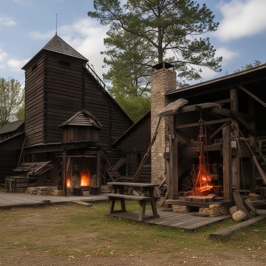 AI-generated illustration of Saugus Iron Works National Historic Site