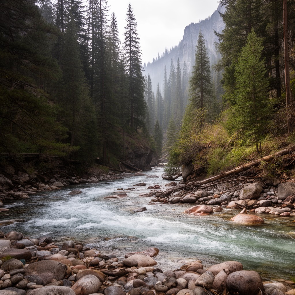 AI-generated illustration of Tuolumne River