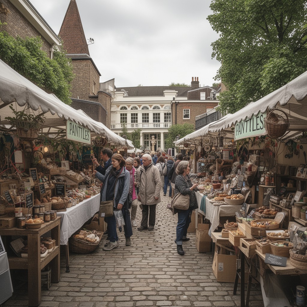 AI-generated illustration of Pantiles food and craft markets