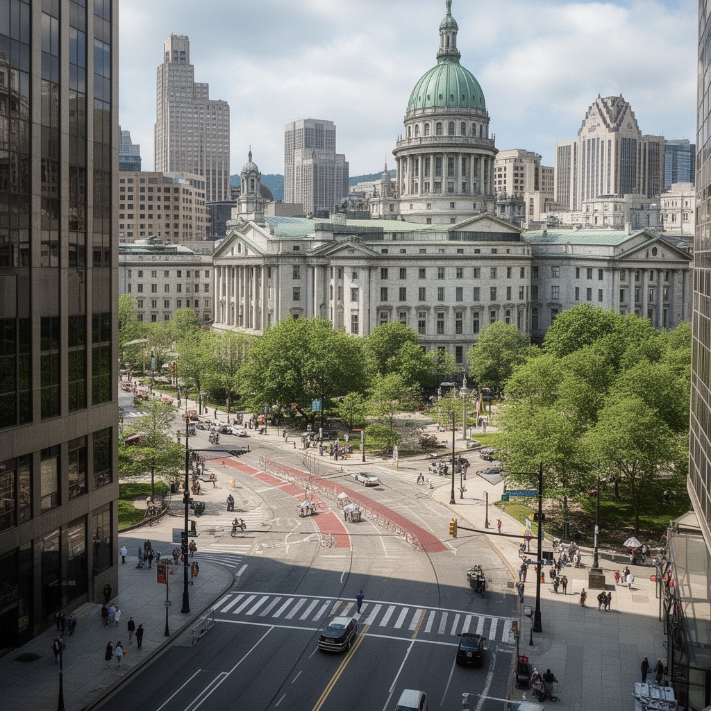 AI-generated illustration of State Street and Washington Avenue
